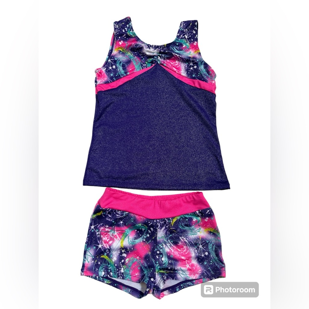 •Freestyle Danskin• Girls 2-piece gymnastics set 💜🩷 size 6/6x